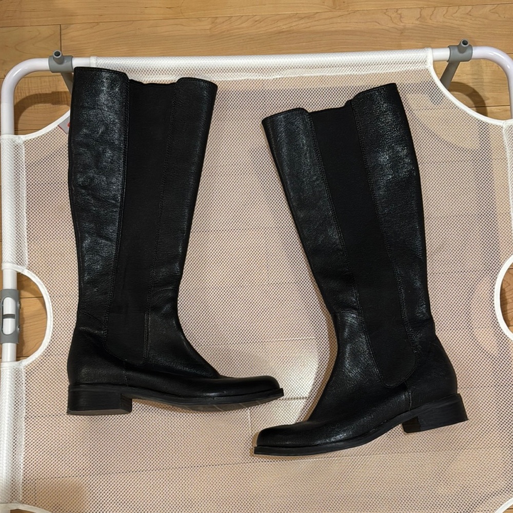 Cole Haan Black Over the Knee Boots with Elastic Panels